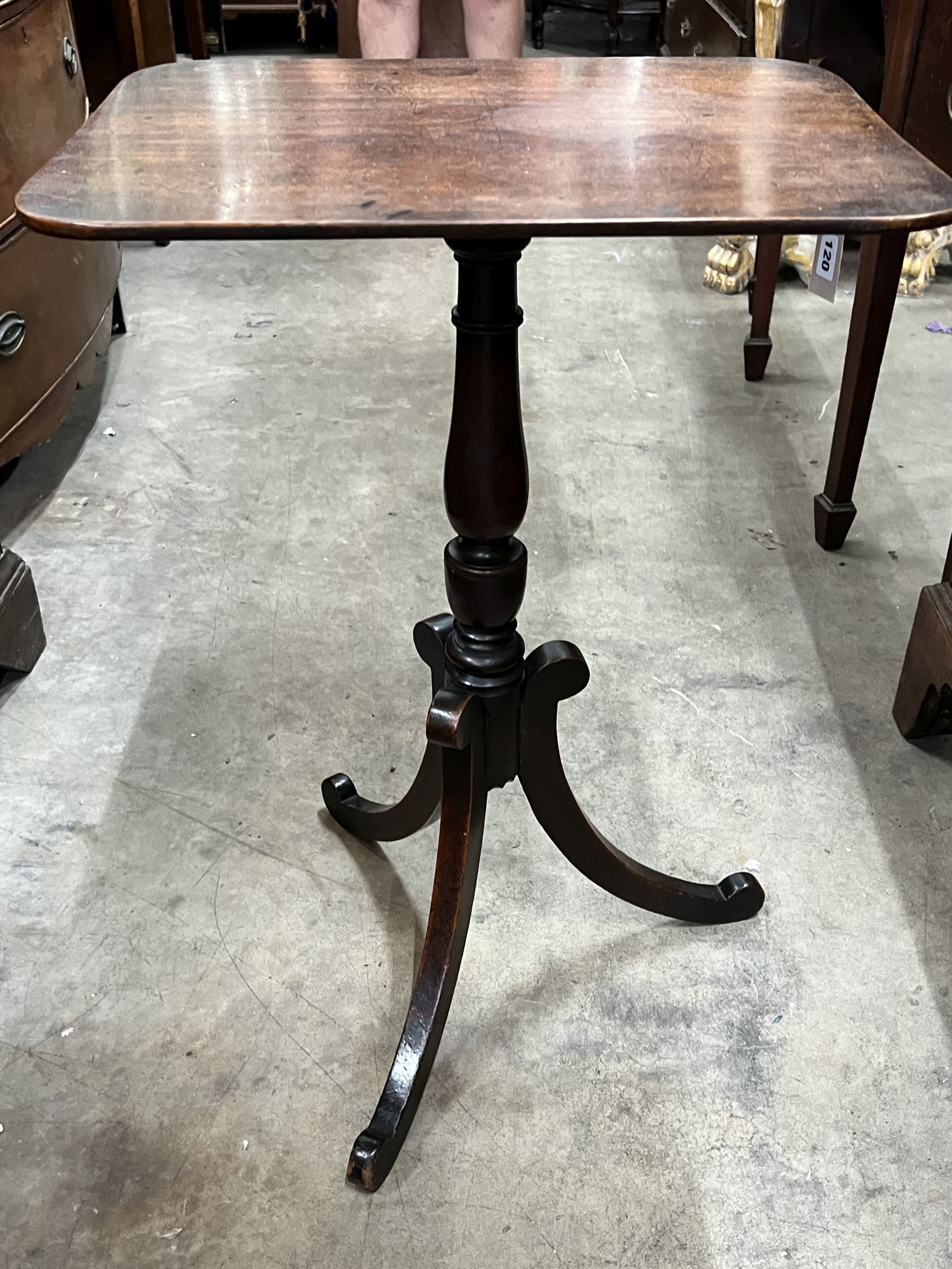 A Regency mahogany tripod wine table, width 50cm, depth 39cm, height 73cm